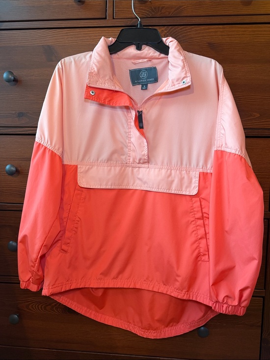 Lauren James Jackets & Blazers - Lauren James Coral and Peach Colorblock Oversized Anorak / Windbreaker Pullover